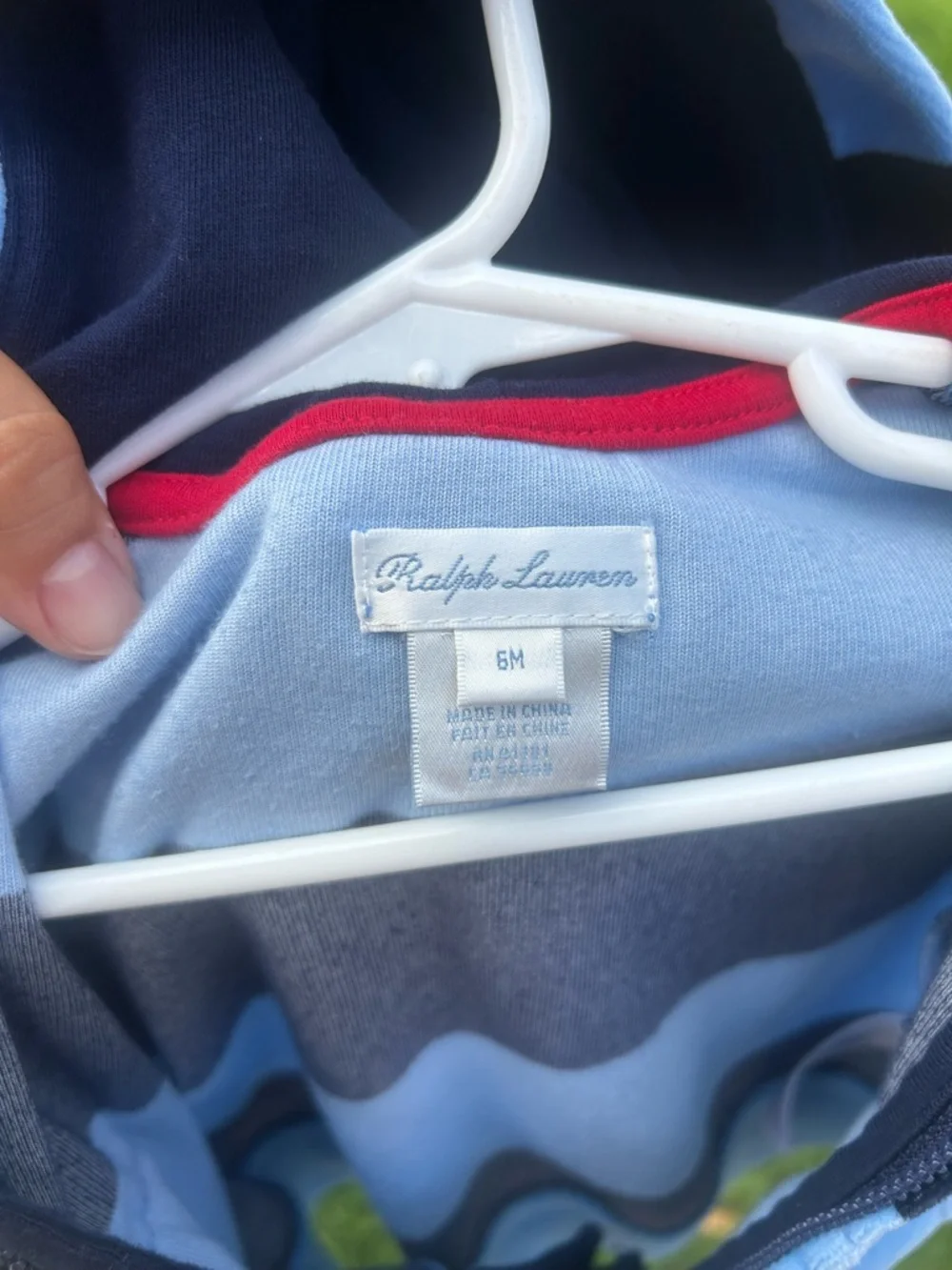 Ralph Lauren Blue & Navy Striped Hooded Zip Sweatshirt